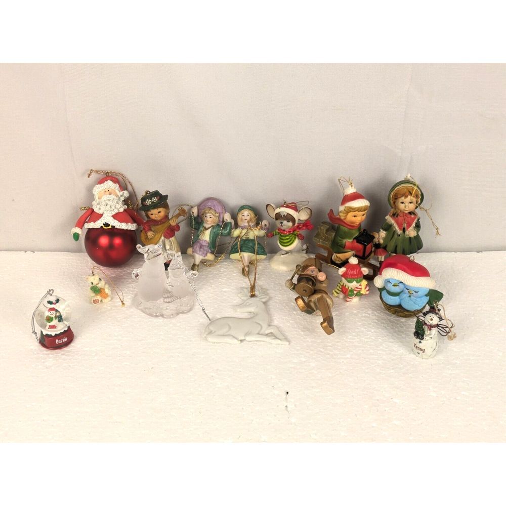 Vintage Christmas Tree Ornament Lot‎ Japan Italy Wooden, Glass, Adler,